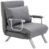 Folding Convertible Sofa Bed Sleeper Chair 5 Position Light Grey Steel Frame