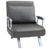 Convertible Sofa Bed 5 Position Folding Sleeper Chair Pillow Steel Frame Dark Grey