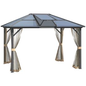 Polycarbonate Paradise: 12x10 Hardtop Gazebo with Aluminum Frame in Grey