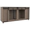 71" Modern Dog Kennel Furniture with Removable Divider, Storage, for 2 Small Dogs or 1 Large Dog, Walnut