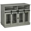 Dog Crate Furniture Gray for Large Small Dogs with Shelves Sliding Doors 47 x 23.5 x 35