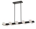 Rectangle Chandelier for Dining Room, 8-Light Black Farmhouse Linear Pendant Light Fixture, Modern Crystal Hanging Lighting Chandelier for Lobby