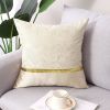 18'' x 18'' Modern Off White & Gold Throw Pillow Cover PU Leather Cushion Protector