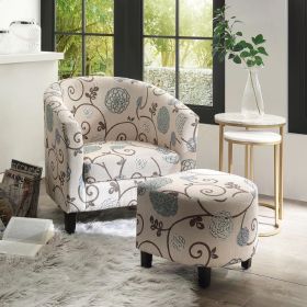 2pcs Modern Accent Tub Chair and Ottoman Set with Fabric Upholstered