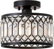 Crystal Black Ceiling Light Modern Semi  Lighting