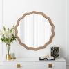 23.62 inches Wood Round Wavy Wall Mirror Round Wall Mirror Scalloped Mirror -Large Decorative Wood Framed Hanging Circle Mirror Modern Farmhouse Decor