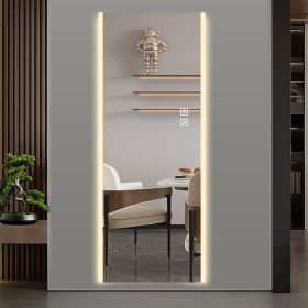 65*21in Led mirror full length,Frameless full-length mirror,Wall Mounted Mirror with Light,three-color changing light,Explosion-proof glass