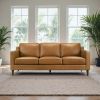 Cooper Mid Century Modern Tan Leather Sofa
