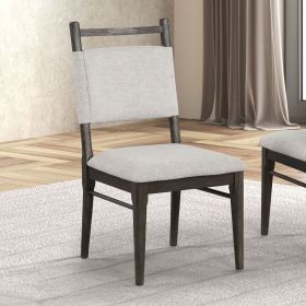 Modern Dark Walnut 2pc Side Chairs Upholstered Seat Polyester Rubber wood Dining Room Furniture