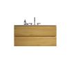 TIA 36" Wall Mount Natural Oak Bathroom Vanity with Ceramic Sink with three faucet holes, Large Storage Floating Bathroom Vanity for Modern Bathroom