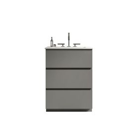 TIA 24" Gray Bathroom Vanity with Sink with 3 Faucet Holes, Large Storage Freestanding Bathroom Vanity for Modern Bathroom