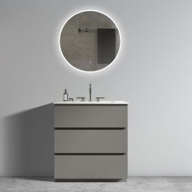 Tia 30" Gray Bathroom Vanity with Sink with 3 Faucet Holes, Large Storage Freestanding Bathroom Vanity for Modern Bathroom