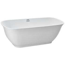 VEVOR Acrylic Freestanding Bathtub, 67 Inch Contemporary Soaking White Tub with Polished Chrome Overflow and Drain