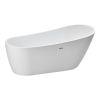 Acrylic Freestanding Bathtub, 67 Inch Contemporary Soaking White Tub with Brushed Nickel Overflow and Drain