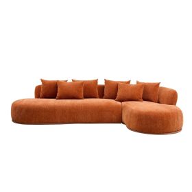 Oversized L-Shaped Sectional Sofa with Right Facing Chaise,134.6" Modern Couch for Living room, No Assembly Required, Orange