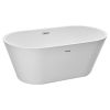 VEVOR Acrylic Freestanding Bathtub, 59 Inch Contemporary Soaking White Tub with Brushed Nickel Overflow and Drain