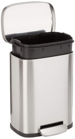 Smudge Resistant Small Rectangular Trash Can With Soft-Close Foot Pedal, Brushed Stainless Steel, for Bathroom & small space, 5 L /1.32 Gal