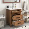 24'' Bathroom Vanity with Ceramic Basin Sink, Modern Bathroom Storage Cabinet with 3 Drawers
