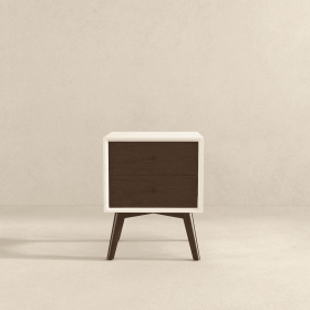 Caroline Mid Century Modern Style White Night Stand 2-Drawer