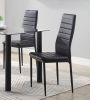 Modern Black Metal Side Chairs Set of 2 with Faux Leather Upholstery for Dining Room