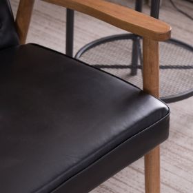 (75 x 69 x 84)cm Retro Modern Wooden Single Chair,Black PU
