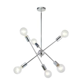 Modern Sputnik Chandelier Lighting 6 Lights Chrome Chandelier Mid Century Pendant Lighting Gold Ceiling Light Fixture for Hallway Bar Kitchen Dining R