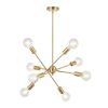 Modern Sputnik Chandelier Lighting 8 Lights Brushed Brass Chandelier Mid Century Pendant Lighting Gold Ceiling Light Fixture for Hallway Bar Kitchen D