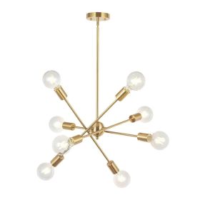 Modern Sputnik Chandelier Lighting 8 Lights Brushed Brass Chandelier Mid Century Pendant Lighting Gold Ceiling Light Fixture for Hallway Bar Kitchen D