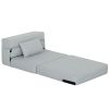 Folding Chair Bed with Pillow, Modern Linen Sleeper Sofa Bed for Living Room, Dorm, Guest Use, Light Gray