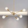 Modern Sputnik Chandelier Lighting 6 Lights Brushed Brass Chandelier Mid Century Pendant Lighting Gold Ceiling Light Fixture for Hallway Bar Kitchen D