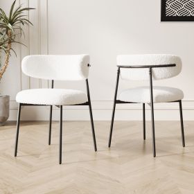 dining chairs set of 2 white , medieval modern dining chairs, teddy velvet chairs with metal legs, kitchen, easy to assemble suitable for home
