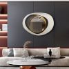 Modern Geometric Wall Mirror 18"x24" Warm White & Gold Decor for Living Room Bedroom