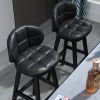 Set of 2 Rustic PU Leather Bar Stools with Upholstered Black