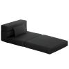 Folding Chair Bed with Pillow, Modern Linen Sleeper Sofa Bed for Living Room, Dorm, Guest Use, Black