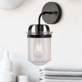 1-Light with Clear Glass Shade, Modern Sconce, Industrial Indoor Light Fixture for Bathroom Living Room Bedroom Over Kitchen Sink, E26 Socket