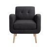 Mid-Century Modern Fabric Accent Armchair Single Sofa with Rubber Wood Legs for Living Room