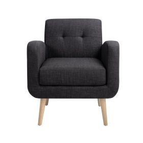 Mid-Century Modern Fabric Accent Armchair Single Sofa with Rubber Wood Legs for Living Room