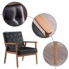 (75 x 69 x 84)cm Retro Modern Wooden Single Chair,Black PU
