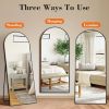 DUMOS Arched Full Length Mirror with Stand 64"x21" Floor Standing Aluminum Frame for Bedroom Body Hanging Leaning Modern Simple Home Decor Shatter-pro