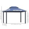 Hardtop Gazebo 10x12, with Aluminum Frame, 2-Tier Polycarbonate Roof, with Curtains, Netting for Garden, Patio, Backyard, Grey
