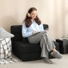 Folding Chair Bed with Pillow, Modern Linen Sleeper Sofa Bed for Living Room, Dorm, Guest Use, Black