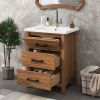 24'' Bathroom Vanity with Ceramic Basin Sink, Modern Bathroom Storage Cabinet with 3 Drawers