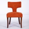 Set of 2 Mid Century Modern Dining Chairs, Upholstered Farmhouse Accent Chairs with Curved Backrest and Copper Nail Trim, Hardwood Frame