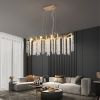 39.4-inch Modern Golden Pendant Light with Cascading Crystal Strands, Ideal for Living Room, Dining Room and Foyer