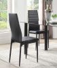 Modern Black Metal Side Chairs Set of 2 with Faux Leather Upholstery for Dining Room