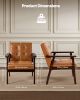Mid-Century Modern Accent Chair PU Leather Armchair with Solid Wood Frame