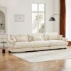 Extra Large 3 Seat Modern Velvet Sofa, Oversize Sofa, Clould Like Comfortable Seat and Back Support, With Waist Pillows and Throw Pillows, Cream