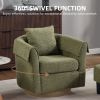 Swivel Accent Chair with Ottoman Set, Modern Chenille Barrel Armchair with Removable Back Pillow & 2 Armrest Covers for Living Room, Bedroom, Office