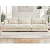 Extra Large 3 Seat Modern Velvet Sofa, Oversize Sofa, Clould Like Comfortable Seat and Back Support, With Waist Pillows and Throw Pillows, Cream