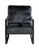 Mid Century Modern Accent Chair with Square Metal Frame and Plush Velvet Upholstery, Durable Armchair for Living Room, Bedroom, Home Office - Black